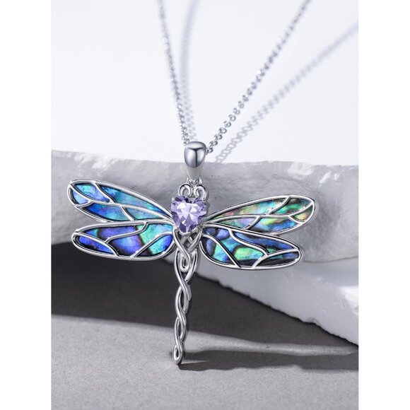 925 Sterling Silver Dragonfly Pendant Necklace for Women – Elegant Jewelry Gift - Picture 3 of 7